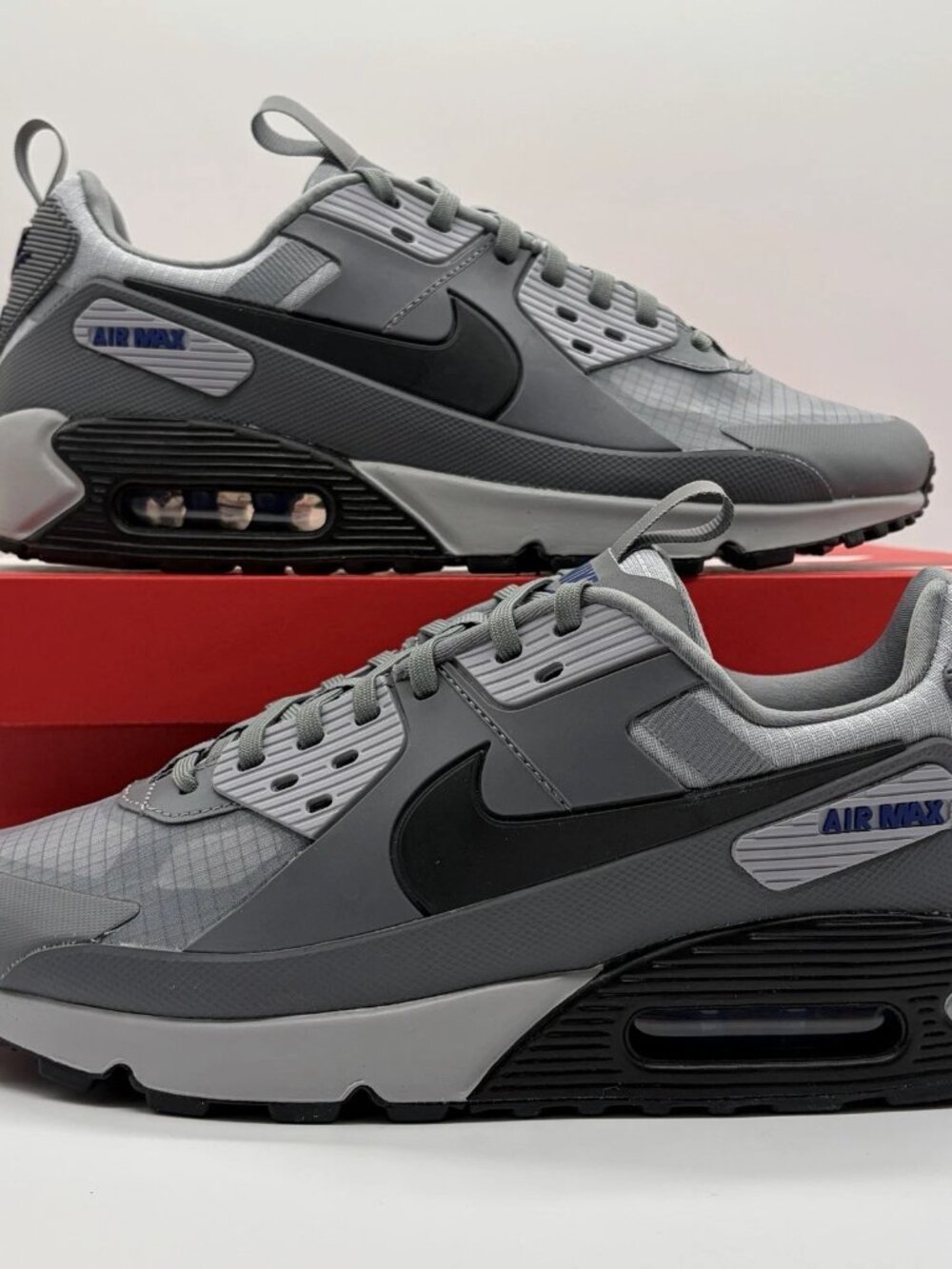 Men's Nike Air Max 90 Drift Shoes - Cool Grey Deep Royal Blue IO1908-002
